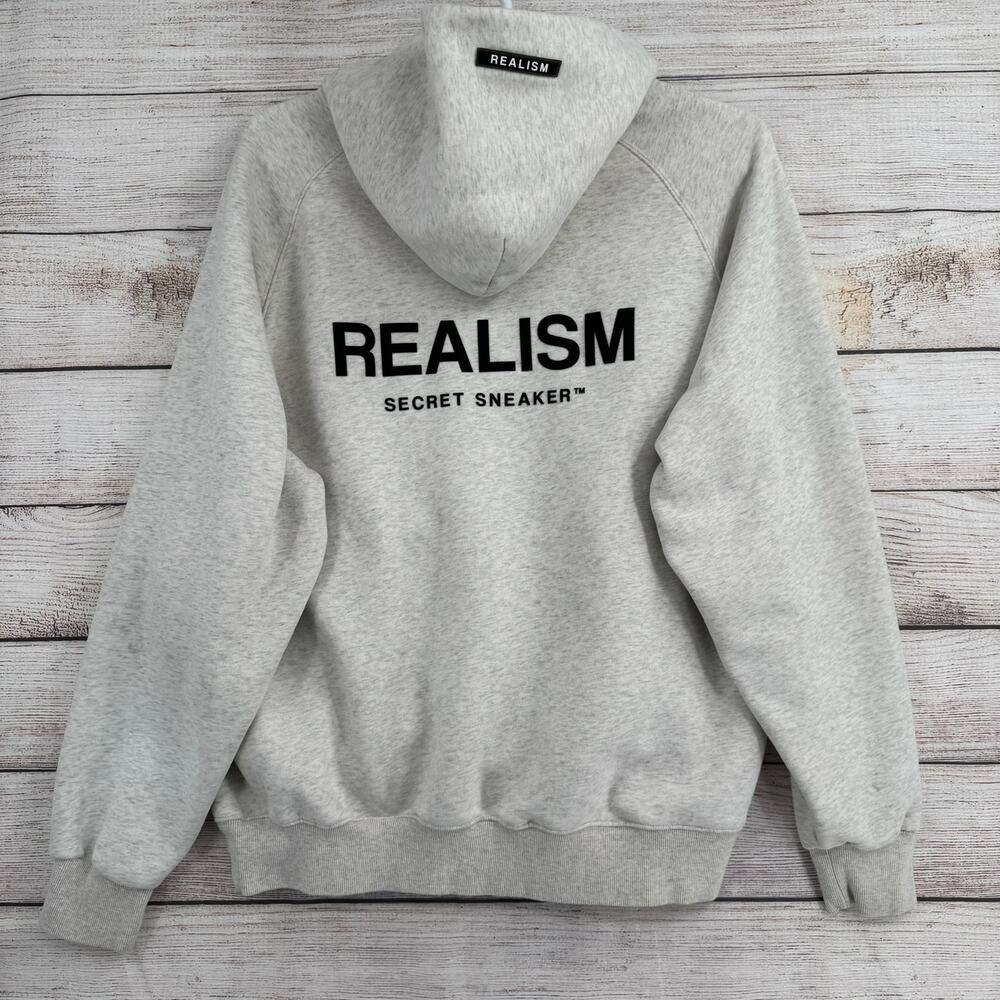 Secret Sneaker‎ Realism Patched Hoodie Sweatshirt Adult XL Heathered Light Gray